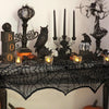 Festive Halloween Mantel Decoration: 45x243cm Black Scarf