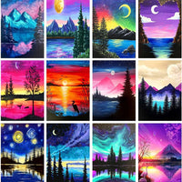 12 Pack Diamond Painting Kits for Adults 5D Diamond Art Kit Paint by Number for Beginners, DIY Paint with round Full Drill Diamonds Paintings Gem Art for Home Wall Decor Gift (12X16 Inch
