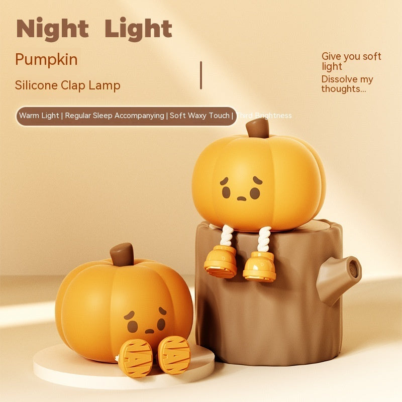 Halloween Pumpkin Night Light - Cute Soft Silicone, Touch Dimmable, Rechargeable Bedside Lamp