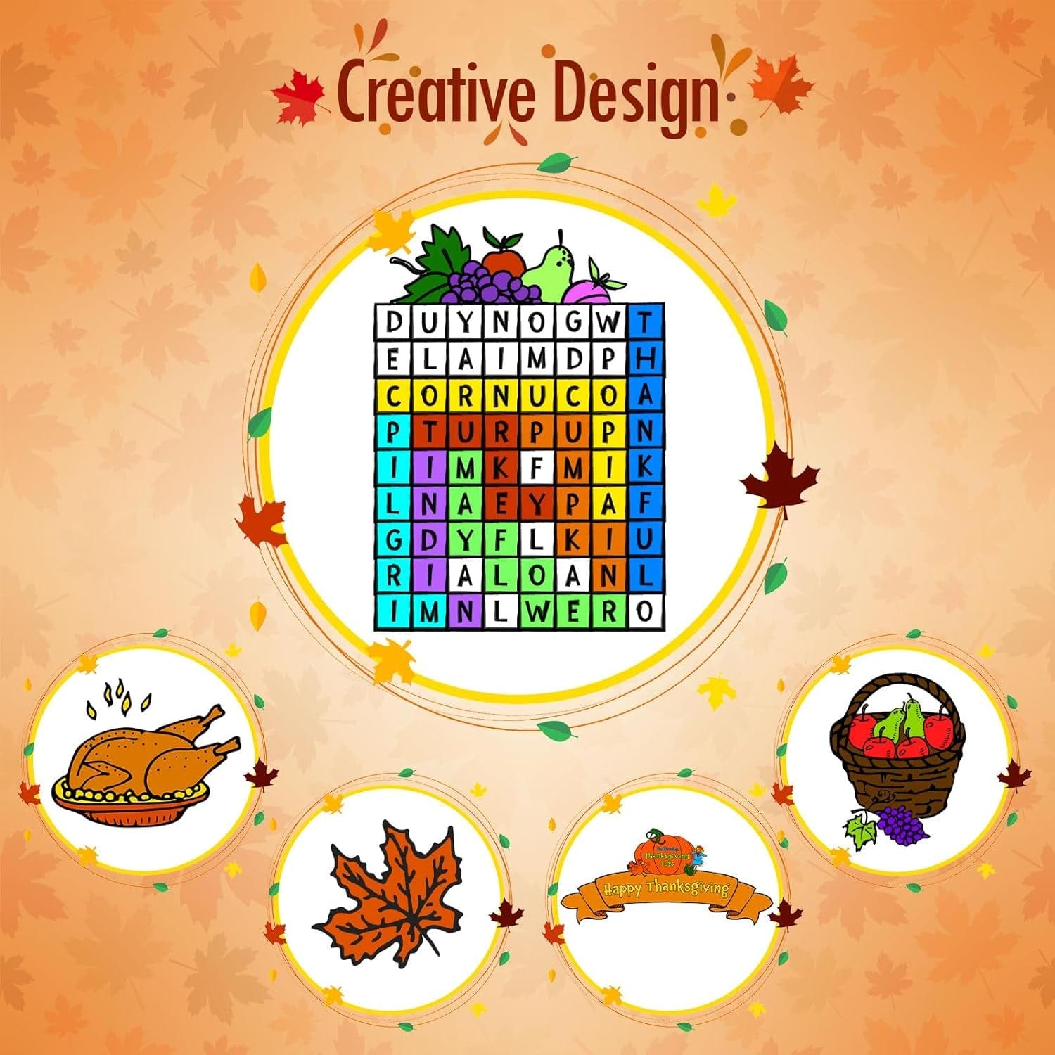 88" X 54" Thanksgiving Coloring Tablecloth for Kids Thanksgiving Tablecloth Disposable Rectangle Thanksgiving Paper Tablecloth, Giant Coloring Poster, Thanksgiving Party Favors for Kids
