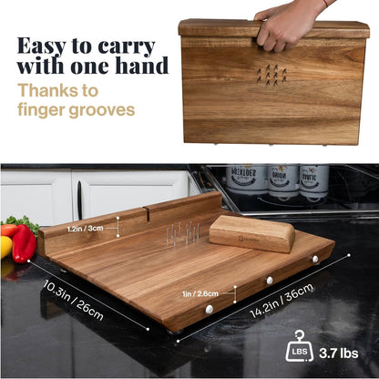 Adaptive One-Handed Wooden Cutting Board with Spikes & Raised Edge
