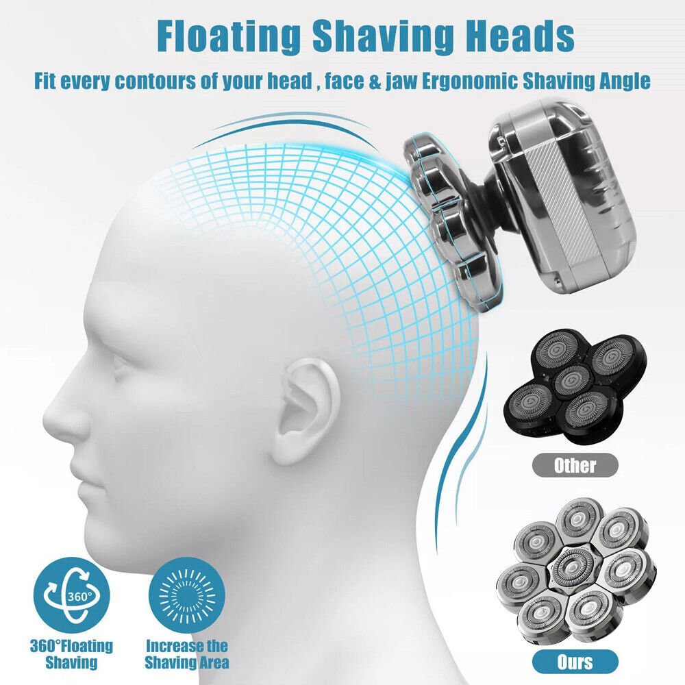 8D 5-in-1 Rotary Shaver – Cordless Bald Head Razor & Hair Trimmer for Men
