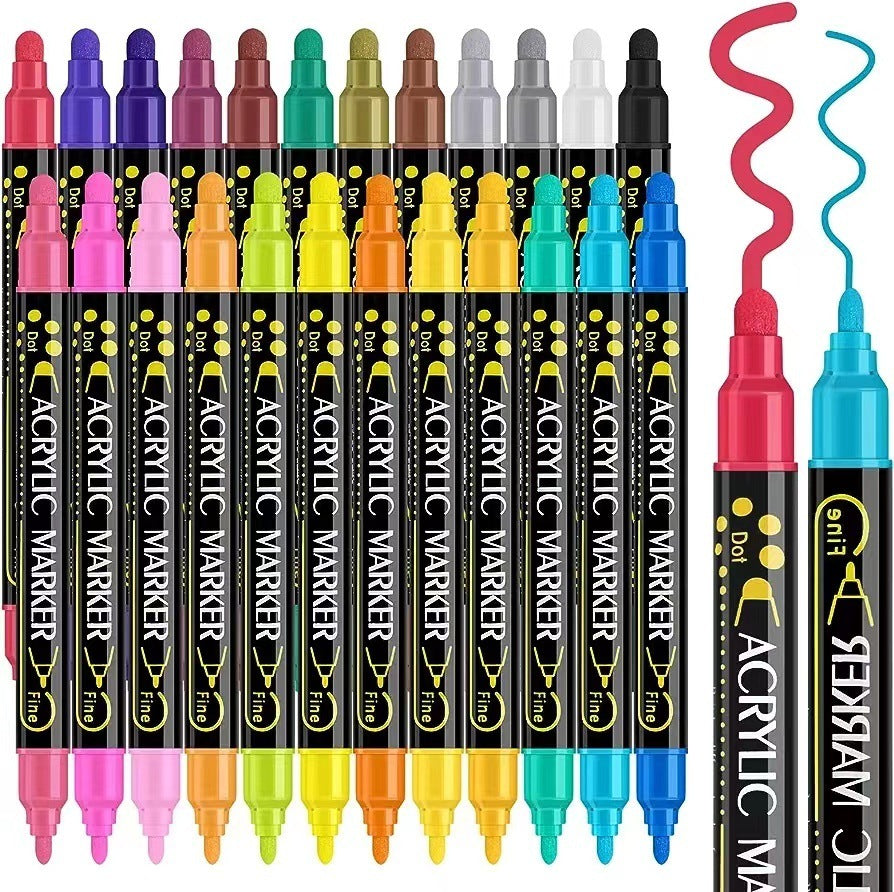 Double-Headed Acrylic Marker Pen - Stackable Water-Based Paint Brush