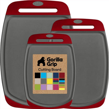 BPA Free Cutting Board Set of 3 – Non Slip Plastic Kitchen Boards with Juice Grooves