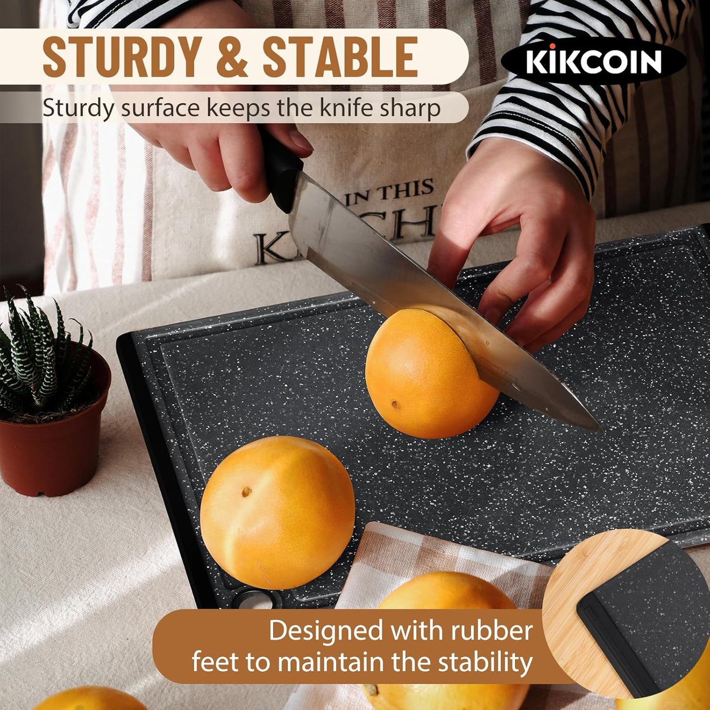3-Piece Large Plastic Cutting Board Set with Non-Slip Feet and Juice Grooves