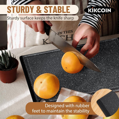 3-Piece Large Plastic Cutting Board Set with Non-Slip Feet and Juice Grooves