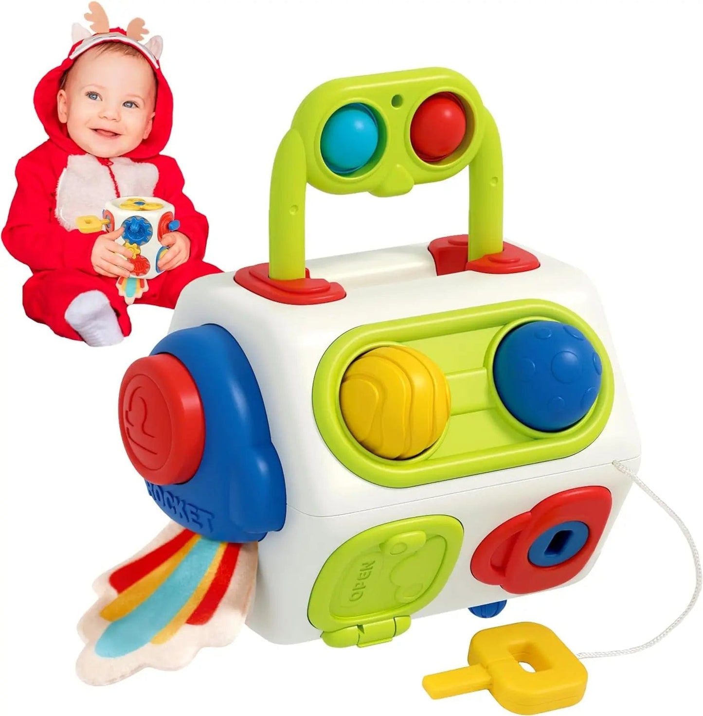 English Color Box 9-in-1 Busy Cube - Montessori Sensory Toys for Babies and Toddlers (1-3 Years Old)