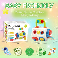 English Color Box 9-in-1 Busy Cube - Montessori Sensory Toys for Babies and Toddlers (1-3 Years Old)