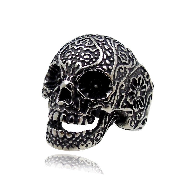 Trendy Men's Skull Ring with Punk Design