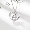 925 Sterling Silver Mother-Child Love Heart Pendant - Elegant Necklace for Mother's Day