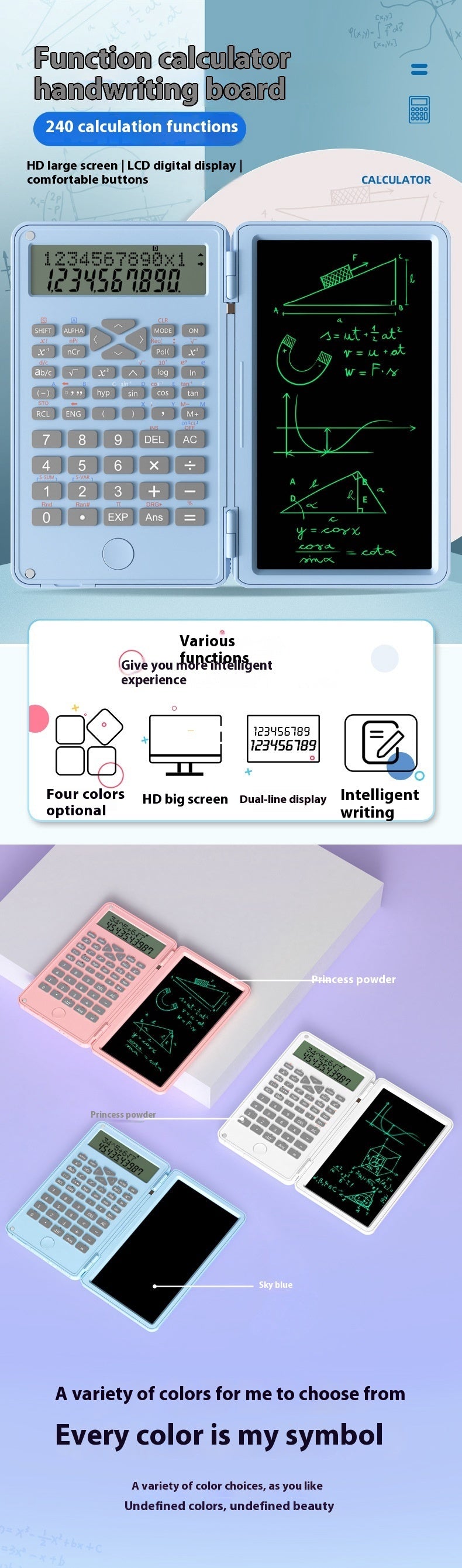 New Scientific Calculator: Accounting Special Portable Mini Tablet with Handwriting Board for Exams & Students