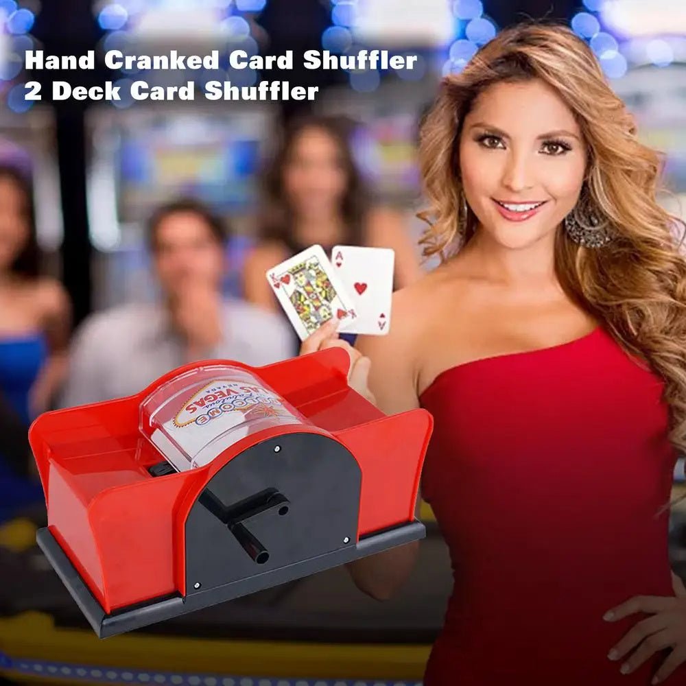 Easy Hand-Cranked Poker Card Shuffler - Casino Card Shuffling Machine for Blackjack, Poker, Texas Hold'em