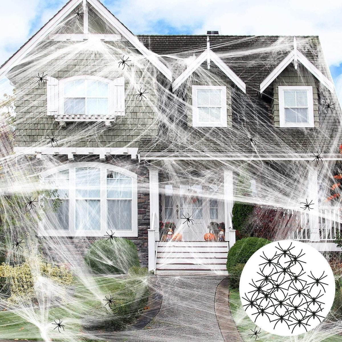 Super Stretch 1000 Sqft Halloween Spider Web Decoration with Fake Spiders