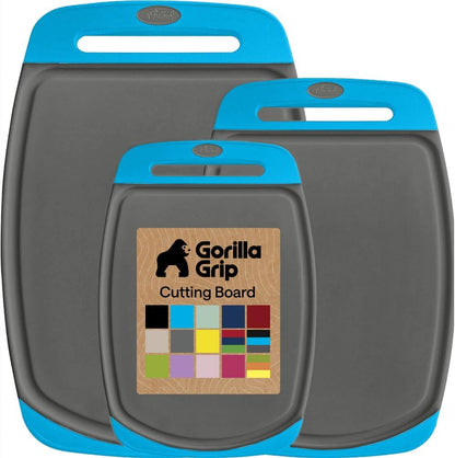 BPA Free Cutting Board Set of 3 – Non Slip Plastic Kitchen Boards with Juice Grooves