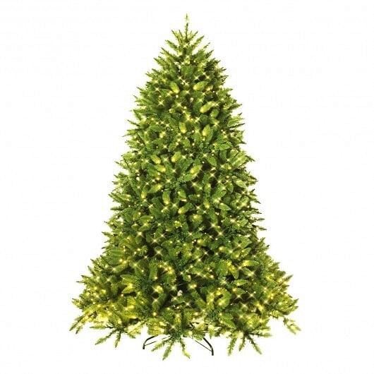 7.5 Feet Artificial Fir Christmas Tree with LED Lights and 1968 Branch Tips