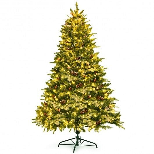 6.5 Feet Pre-lit Snow Flocked Hinged Artificial Christmas Tree