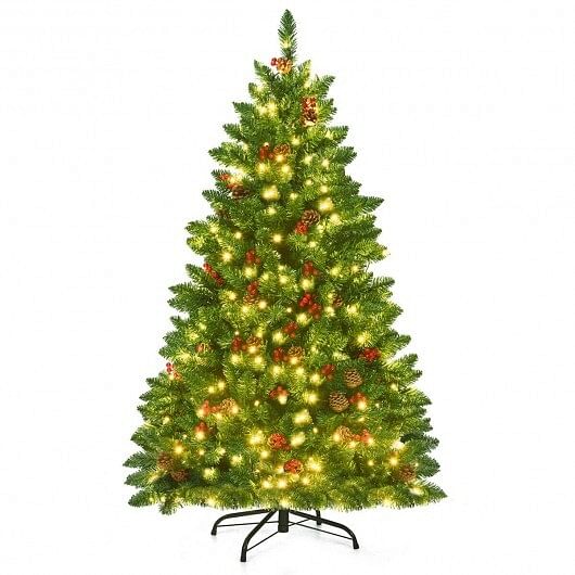 4.5 Feet Pre-lit Hinged Christmas Tree with 300 LED Lights