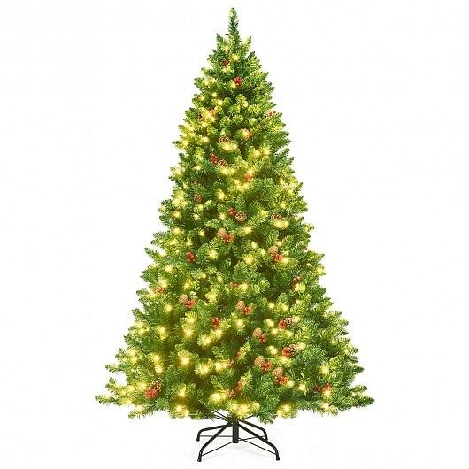 6.5 Feet Pre-lit Hinged Christmas Tree with LED Lights