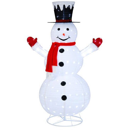 6 Feet Lighted Snowman with Top Hat and Red Scarf-White