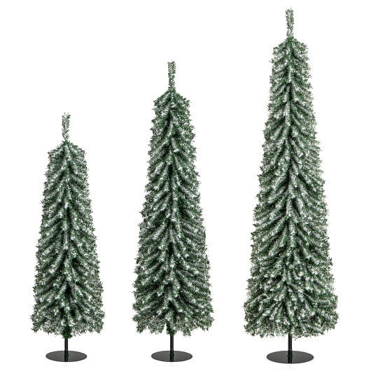 4/5/6 Feet Artificial Christmas Tree Set of 3 with Realistic Accumulated Snow