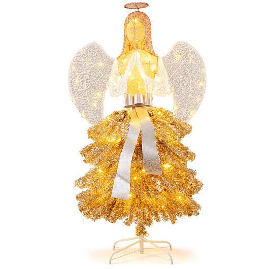 5.2 Feet Lighted Angel Artificial Christmas Tree with Warm White LED Lights