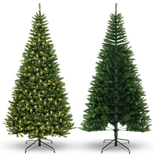 8 FT Corner Artificial Christmas Tree with 1137 Branch Tips and 360 Warm White LED Lights