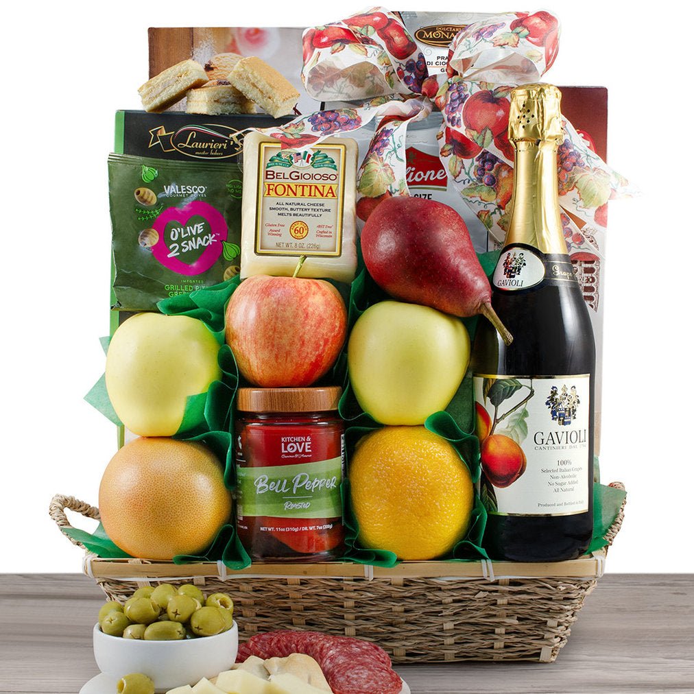 With Deepest Sympathy: Fruit & Snacks Gift Basket