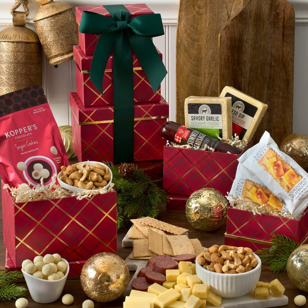 Holiday Meat and Cheese Gift Tower