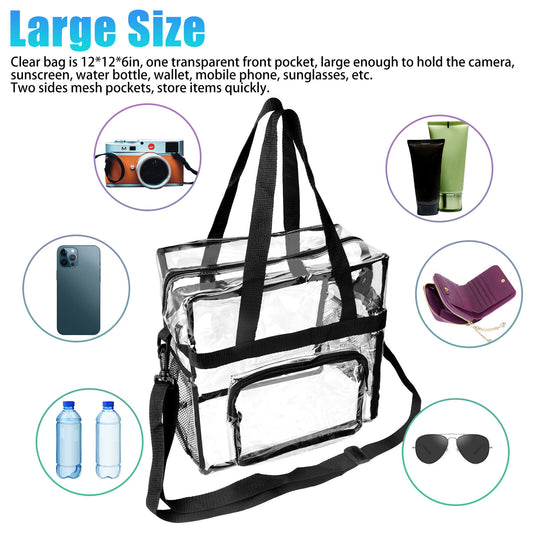 Large Waterproof Stadium-Approved Bag with Adjustable Strap & Handle