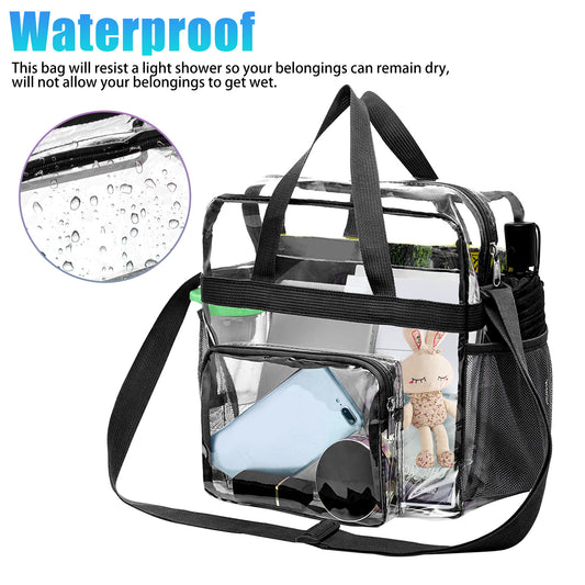 Large Waterproof Stadium-Approved Bag with Adjustable Strap & Handle