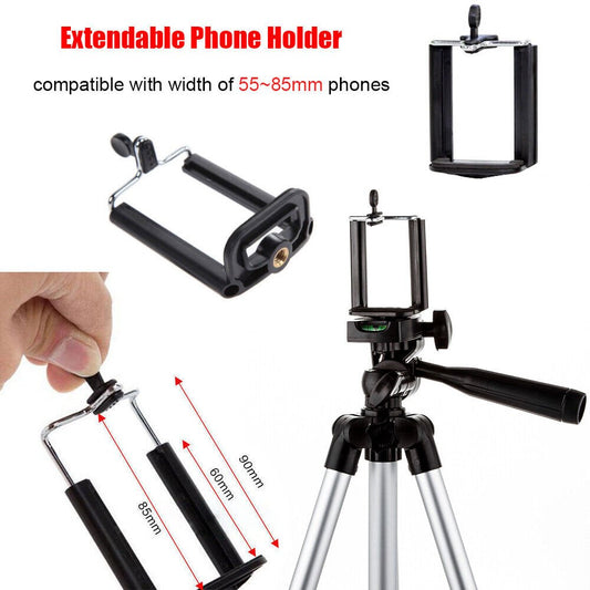 Professional Camera Phone Holder Tripod Stand – Universal Smartphone Tripod with Carry Bag