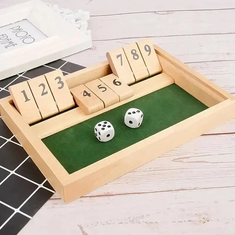 Deluxe Four Sided 10 Numbers Shut the Box Board Game Set Dice Party Club Drinking Games for Adults Families