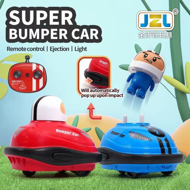 2.4G RC Battle Bumper Car Toy with Pop-Up Doll, Crash Bounce Ejection & Lights - Fun Remote Control Gift for Kids