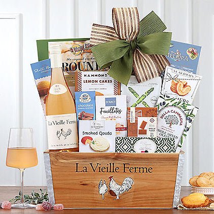 La Vieille Ferme French Rose: Gourmet Wine Basket