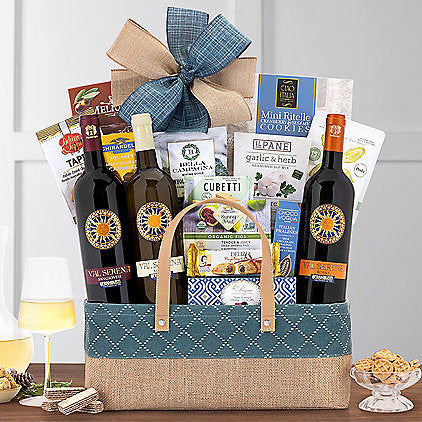 Italian Wine Trio: Gourmet Wine Gift Basket