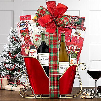 Little Lakes Duet: Holiday Sleigh Wine Basket