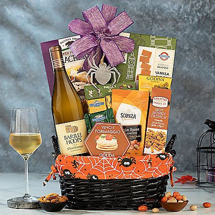 Haunted Halloween Goodies: Chardonnay Wine Gift Basket