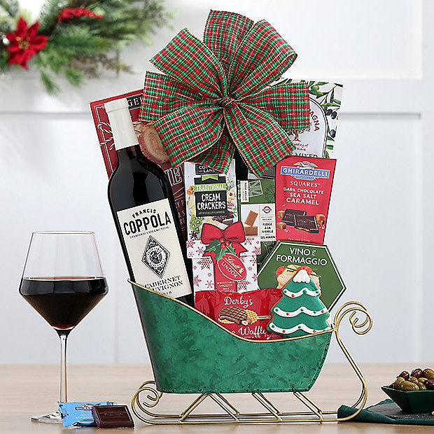 Francis Ford Coppola Cabernet: Holiday Wine Sleigh Basket