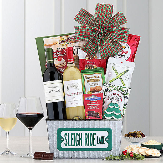 Sleigh Ride Lane Duet: Gourmet Wine Basket