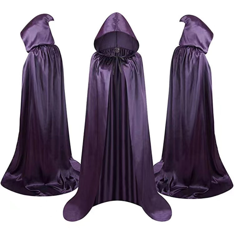 Children's Hooded Halloween Wizard Cloak - Black Cape Costume for Party & Decoration