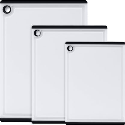 3-Piece Large Plastic Cutting Board Set with Non-Slip Feet and Juice Grooves