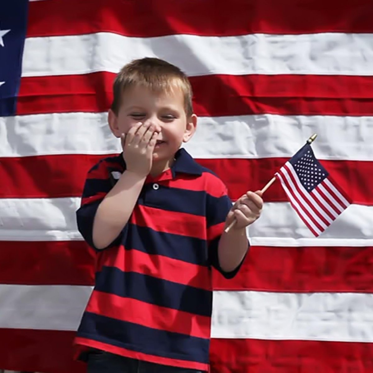 Pack of 50 - USA 4x6 Inch Wooden Stick Flags - Handheld American Flags with Kid-Safe Golden Spear Top