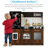 Espresso Wooden Pretend Play Kitchen Set for Kids with Utensils, Oven, Microwave & Telephone