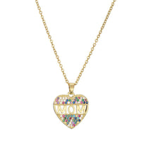 Mother's Day Gift – Peach Heart "MOM" Pendant Necklace in Copper