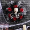 Halloween Door Decoration: Red Rose Skull Mesh Garland