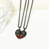 Halloween Couple Necklace: Heart-Shaped Skull Pendant