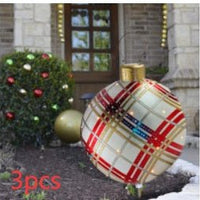 60CM Inflatable Christmas Ornament Ball - Giant Outdoor PVC Decoration for Festive Xmas Trees