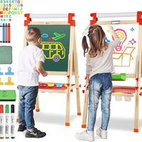 Adjustable Magnetic Double-Sided Drawing Board with Paper Roll