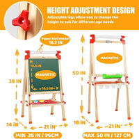 Adjustable Magnetic Double-Sided Drawing Board with Paper Roll