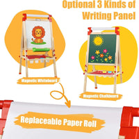 Adjustable Magnetic Double-Sided Drawing Board with Paper Roll